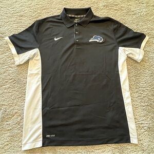 Nike Dri-Fit Black and White Men's Polo with Blue Raider logo